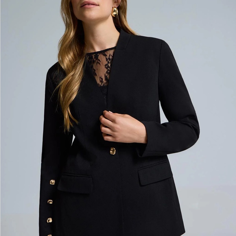 Suzy Shier Black Blazer with Gold Buttons